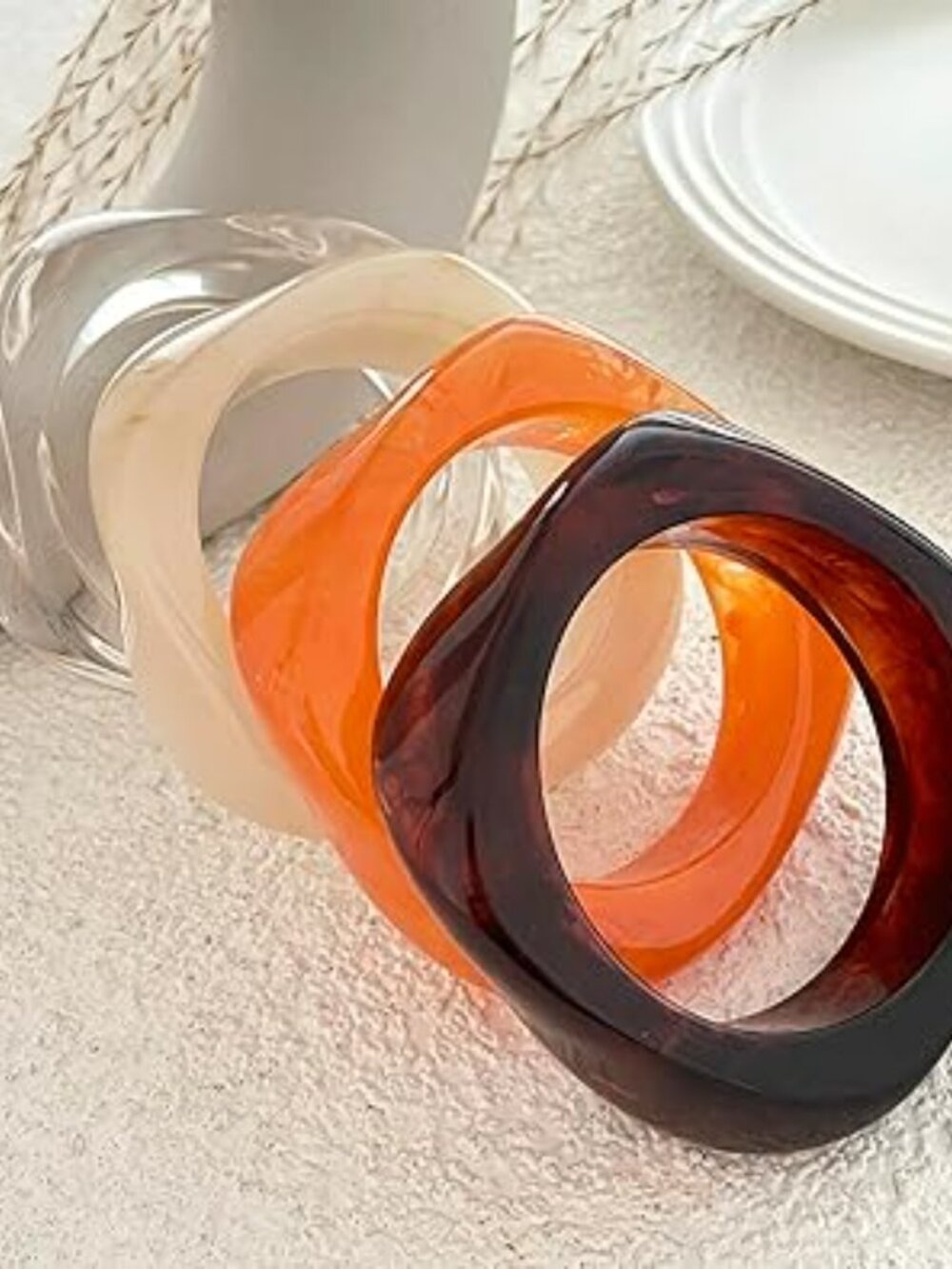 4 pcs Chunky Bangle Bracelets for Women Irregular Acrylic Resin Bangle Fashion - Picture 3 of 4